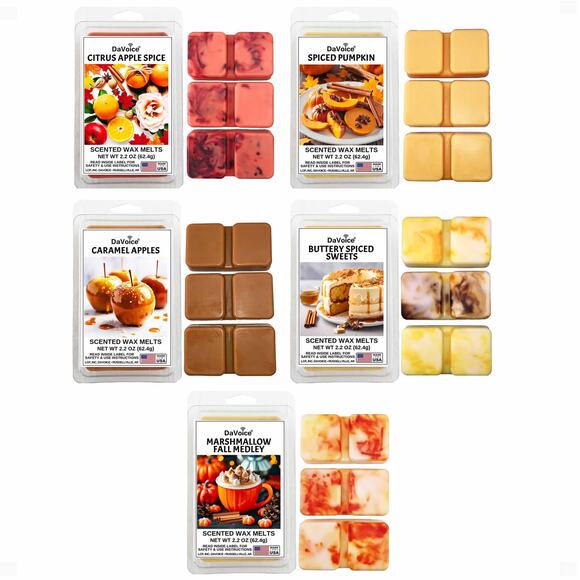 5 Pack - Caramel Apple Cinnamon Pumpkin Spice Vanilla Marshmallow Fall Wax Melts - Picture 3 of 15